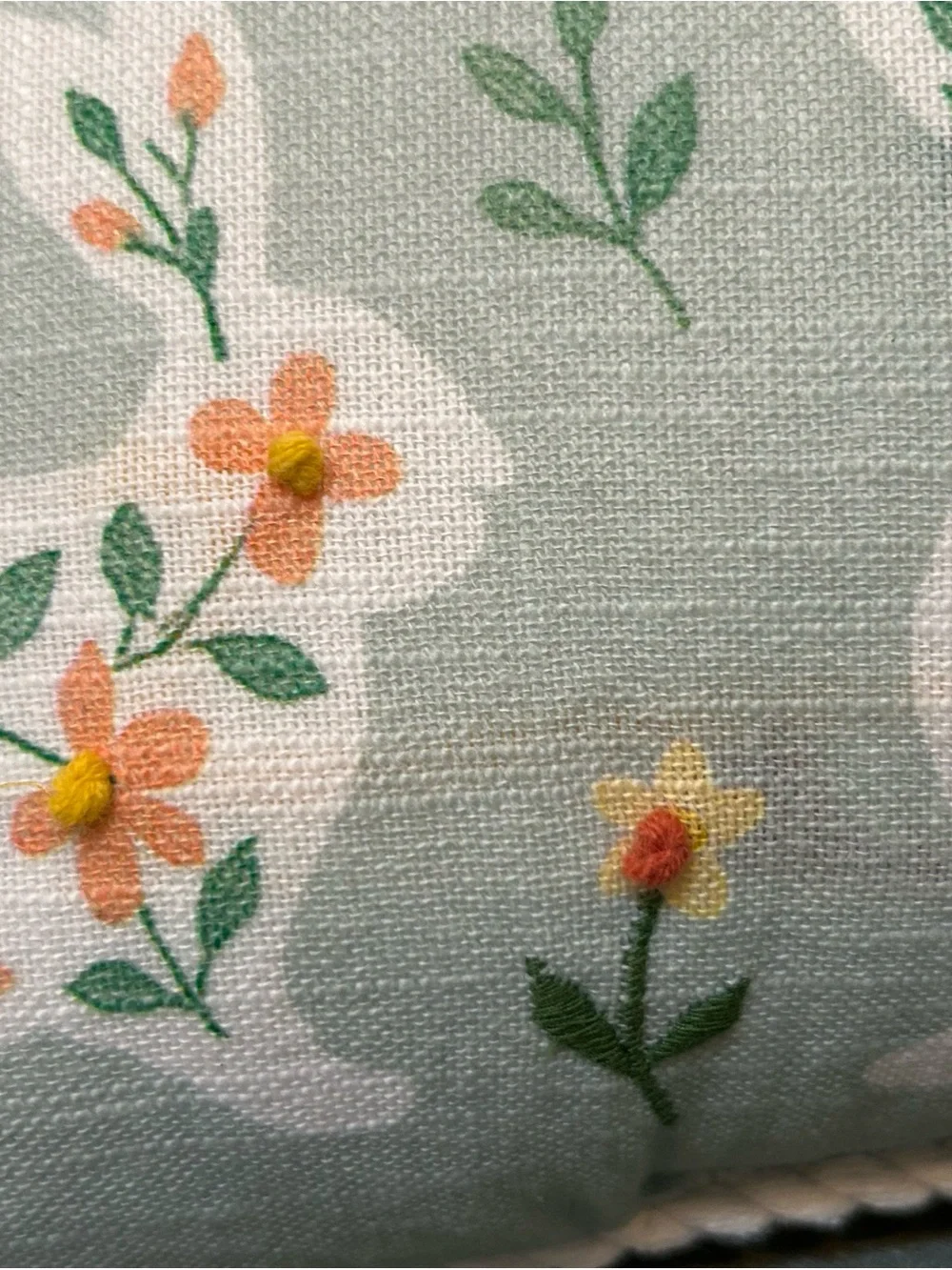 Floral Bunny Holiday Pillow in Mint Green
